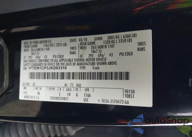 1FTEW1CP3JKD93310: 43968973