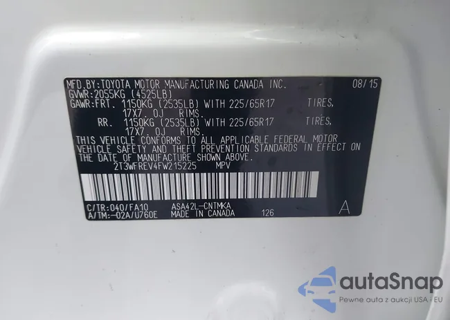 2T3WFREV4FW215225: 43969052