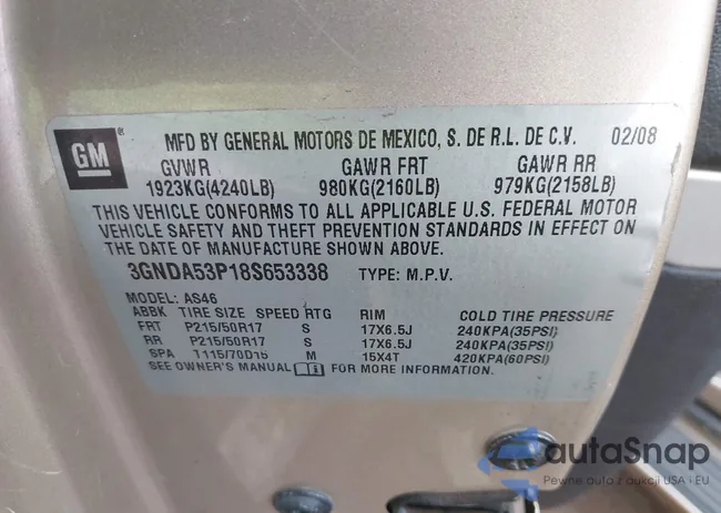 3GNDA53P18S653338: 43969280