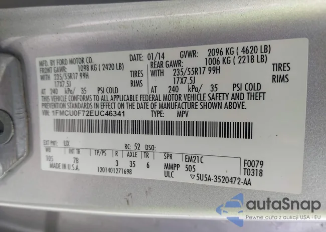 1FMCU0F72EUC46341: 43968515