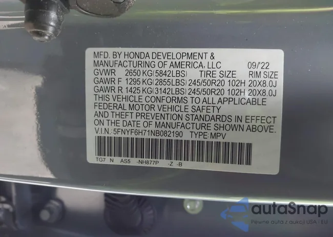 5FNYF6H71NB082190: 43968641