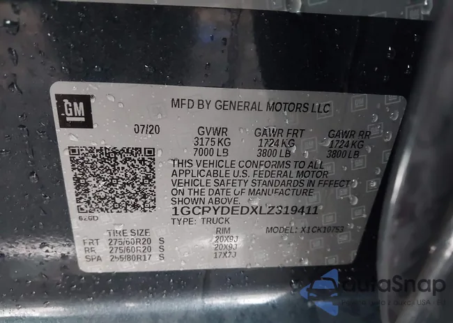 1GCRYDEDXLZ319411: 43969850