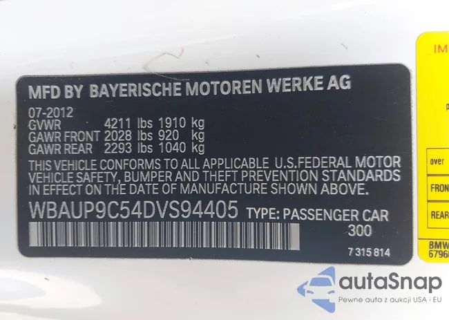 WBAUP9C54DVS94405: 43969903