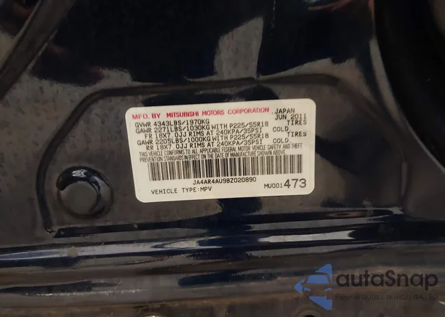 JA4AR4AU9BZ020890: 43970109