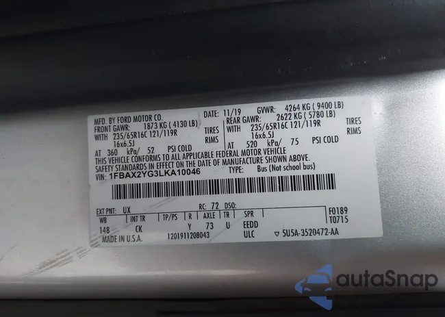 1FBAX2YG3LKA10046: 43970165