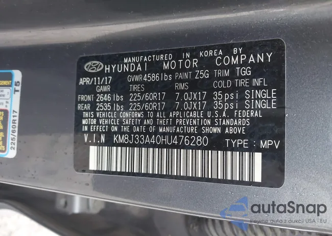 KM8J33A40HU476280: 43970220