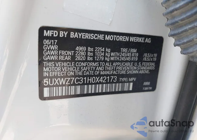 5UXWZ7C31H0X42173: 43970336