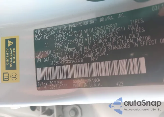 5TDBK3EHXCS143378: 43970730