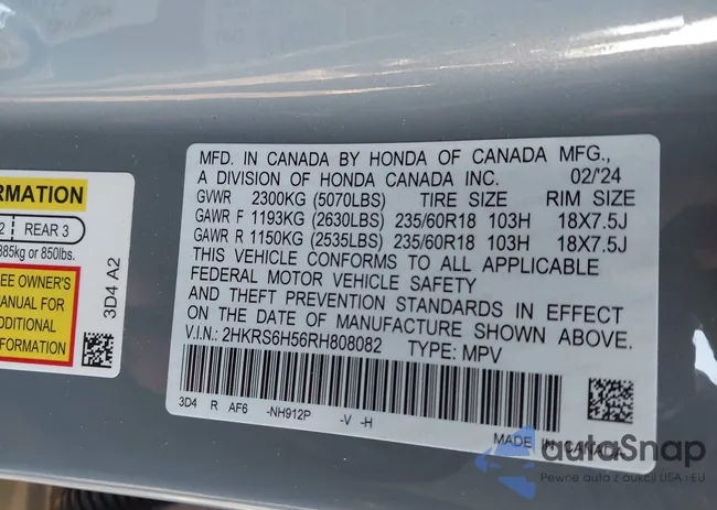 2HKRS6H56RH808082: 43970829