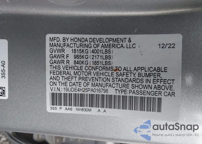 19UDE4H25PA016796: 43970947