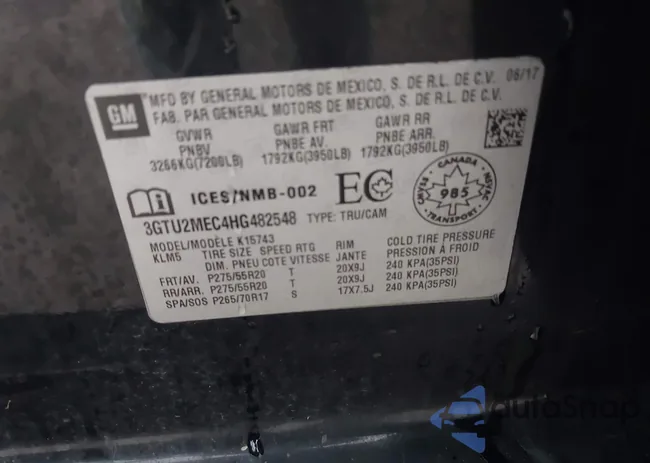 3GTU2MEC4HG482548: 43971011