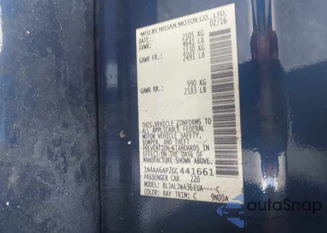 1N4AA6AP2GC441661: 43971026