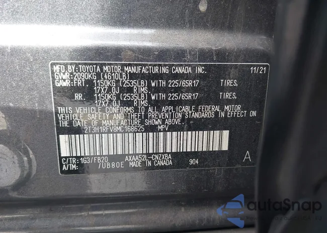 2T3H1RFV8MC168625: 43971115