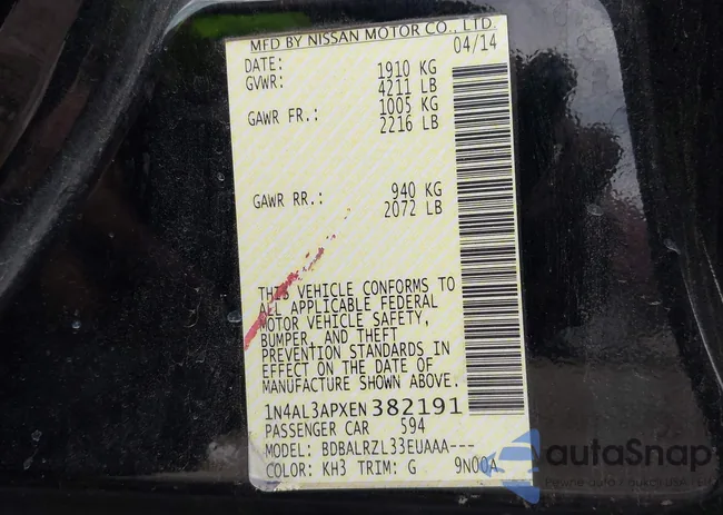 1N4AL3APXEN382191: 43971147