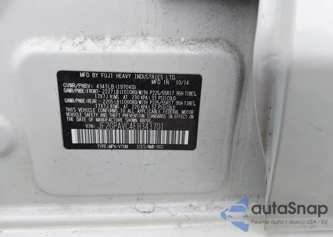 JF2GPAVC4EH343701: 43971270