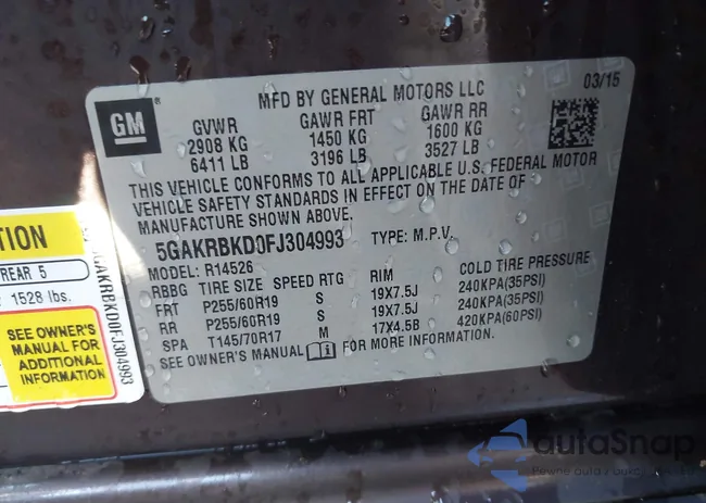 5GAKRBKD0FJ304993: 43971290