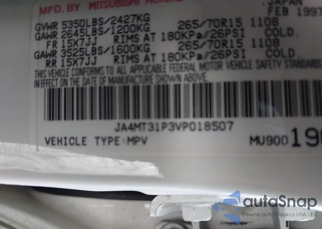 JA4MT31P3VP018507: 43971293