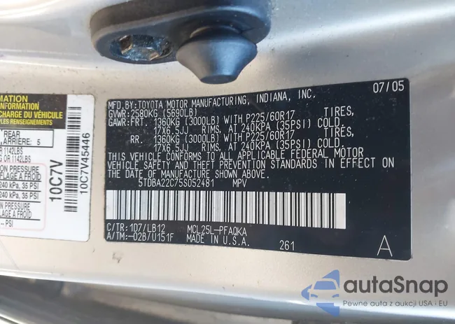 5TDBA22C75S052481: 43970406