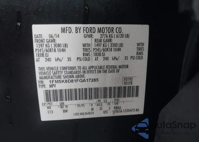 1FM5K8D81FGA17285: 43971849