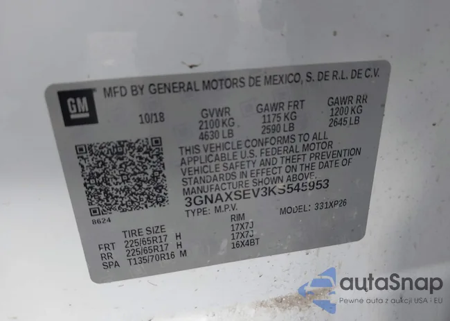 3GNAXSEV3KS545953: 43971925