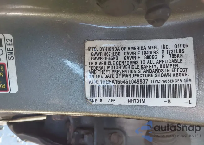 1HGFA16546L049937: 43972038