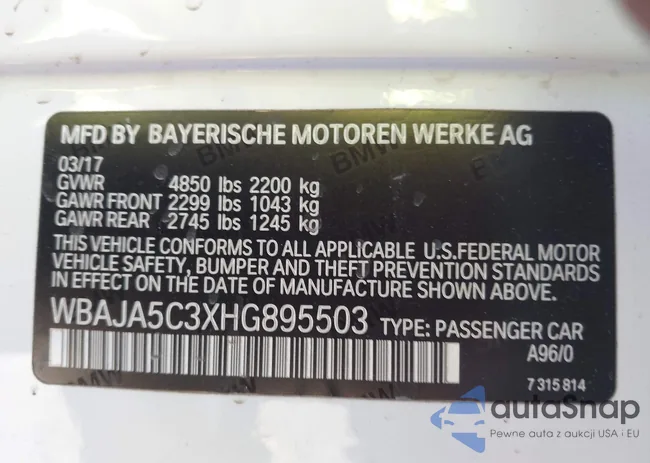 WBAJA5C3XHG895503: 43972080