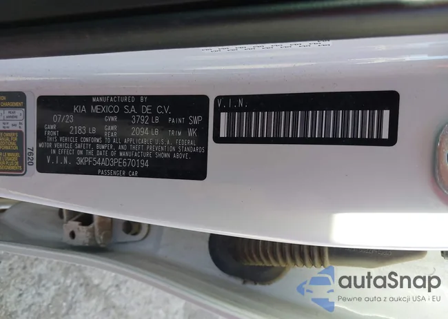 3KPF54AD3PE670194: 43972105