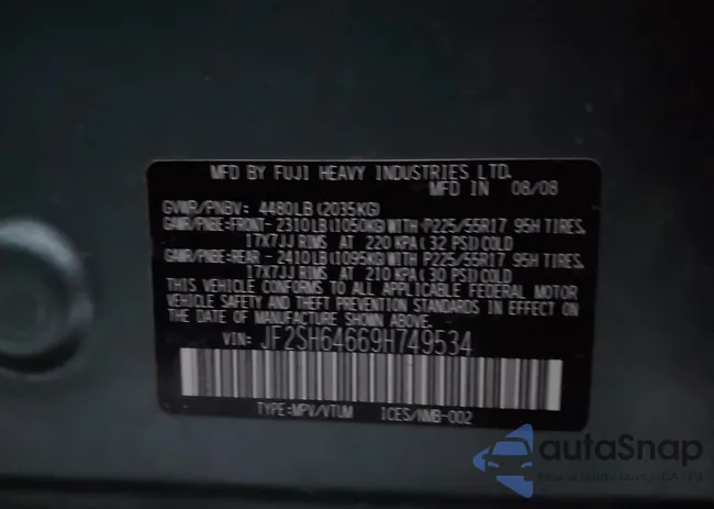 JF2SH64669H749534: 43971308