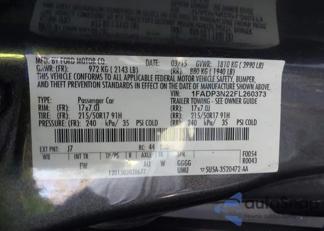 1FADP3N22FL260373: 43971322