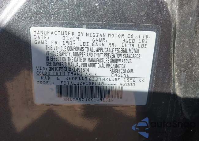 3N1CP5CUXKL491514: 43971363