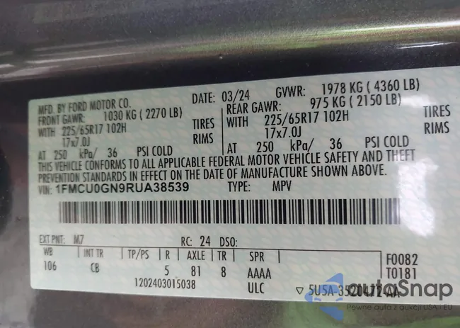 1FMCU0GN9RUA38539: 43971541