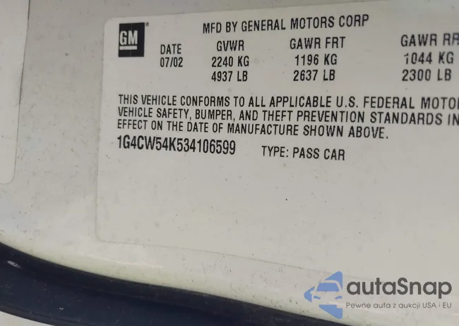 1G4CW54K534106599: 43971548