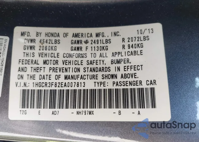 1HGCR3F82EA007813: 43972817