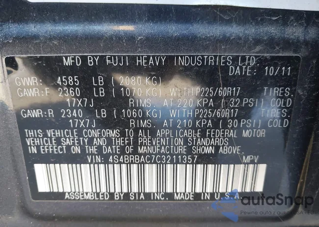 4S4BRBAC7C3211357: 43973036