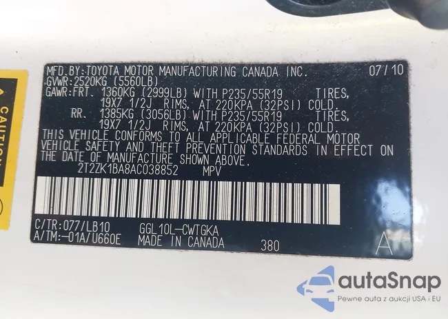 2T2ZK1BA8AC038852: 43973121