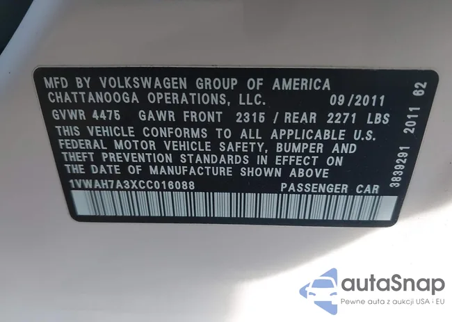 1VWAH7A3XCC016088: 43973170