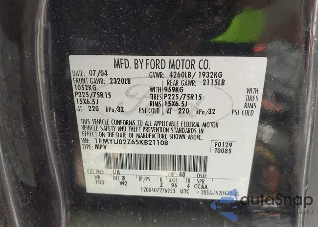 1FMYU02Z65KB21108: 43973250