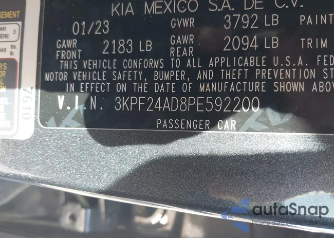 3KPF24AD8PE592200: 43972387