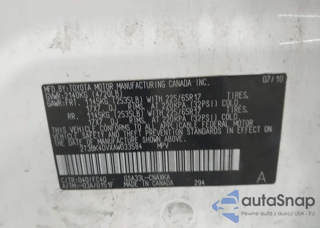 2T3BK4DVXAW033584: 43972403