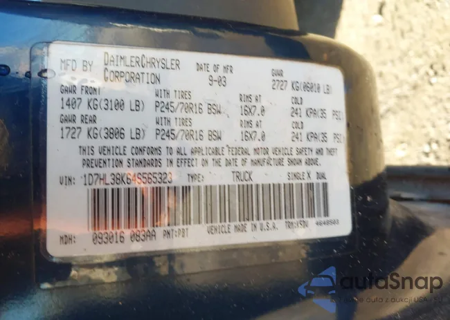 1D7HL38K64S565323: 43972423