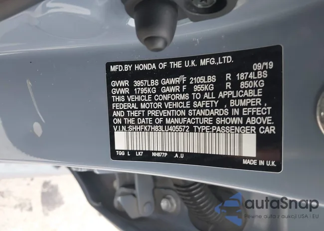 SHHFK7H83LU405572: 43972575