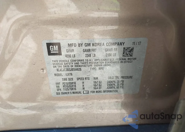 KL4CJCSB3JB594626: 43972657