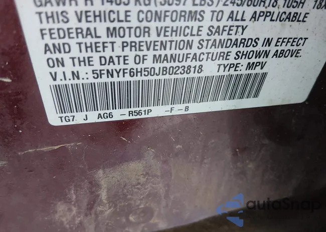 5FNYF6H50JB023818: 43972694