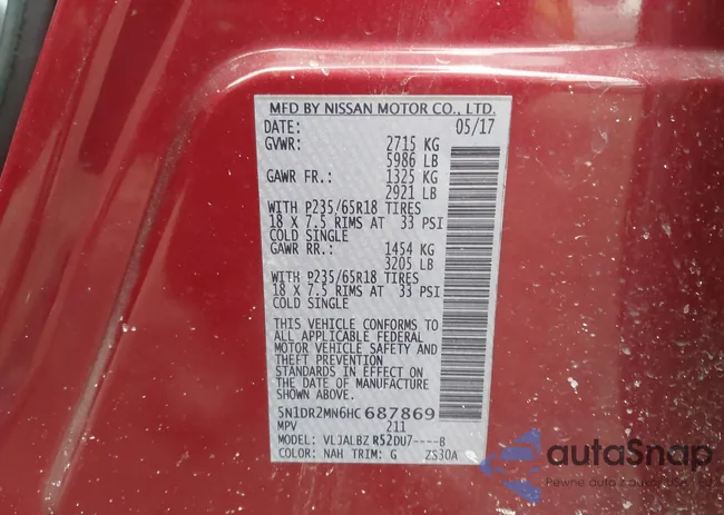 5N1DR2MN6HC687869: 43973947