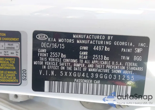 5XXGU4L39GG031255: 43974116