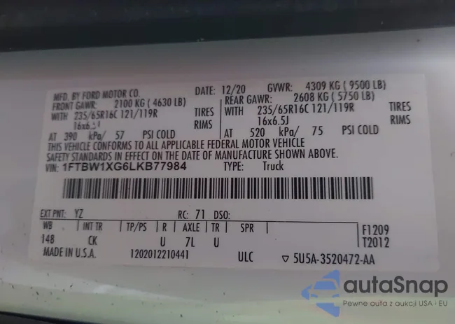 1FTBW1XG6LKB77984: 43974139