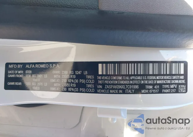 ZASPAKBNXL7C91996: 43973353