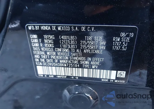 3CZRU5H38KM725184: 43973419