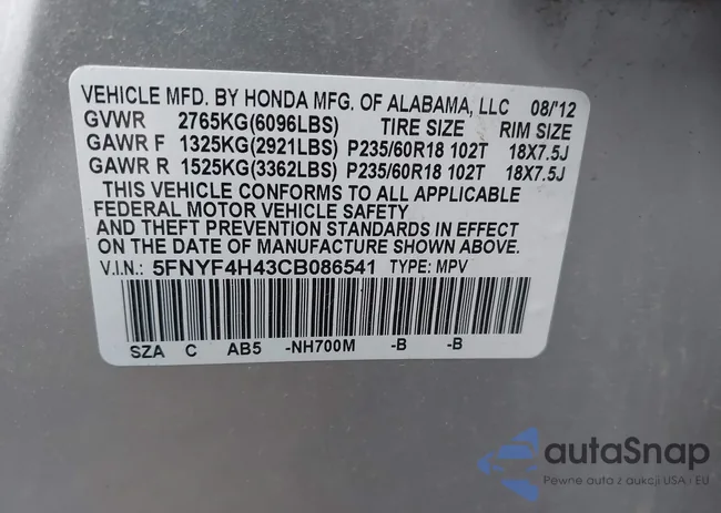 5FNYF4H43CB086541: 43973473