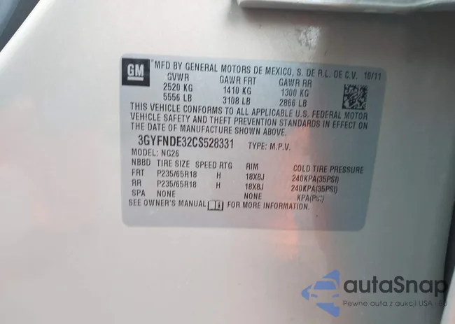 3GYFNDE32CS528331: 43973602